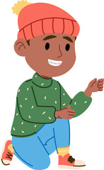 Smiling Boy in Winter Clothes