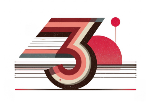 Bold, retro number "3