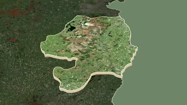 Wicklow region, Ireland, extruded. Map animation