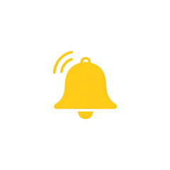 Golden bell icon with sound waves on black background