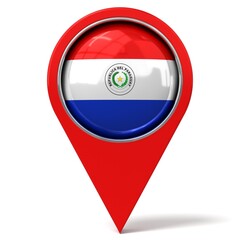 Paraguay - location pin with flag - 3D illustration