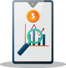 Dollar Coin Cash Financial management Business Growth Money Concept Art Vector Illustration