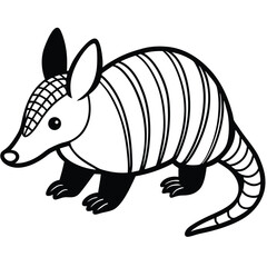 Cute armadillo cartoon illustration isolated on white background