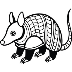 Cute armadillo cartoon illustration isolated on white background