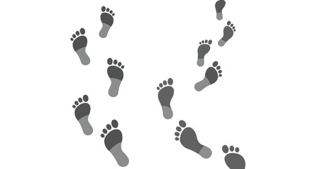 Following footsteps: A trail of footprints marking a journey or direction