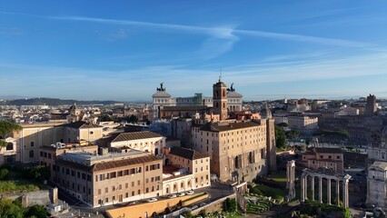 Rome Skyline In Rome Lazio Italy. Capturing The Hustle And Bustle Of A Vibrant City From Above....