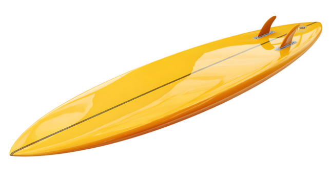 hd realistic yellow surfboard isolated on white