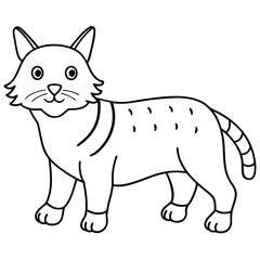 Obraz premium Striped cat isolated on white background, cartoon style illustration