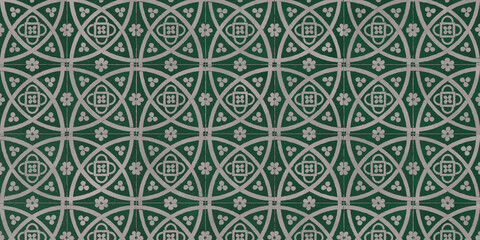 Arabesque Green Tile Wall Pattern