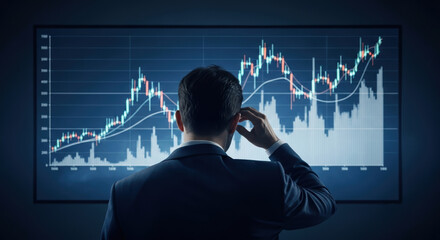 Business chart analysis presented on screen for investor review, data and planning. Business chart analysis offers strategic insights for corporate growth and financial forecasts.