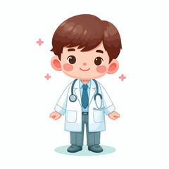 vector image of little doctor