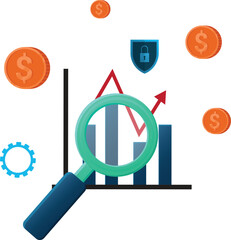 Dollar Coin Cash Financial management Business Growth Money Concept Art Vector Illustration