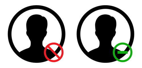 Subtract and Ban mark icon set . cross and forbidden icons isolated on white background . Restrict entry ban prohibition and delete icon . Vector illustration