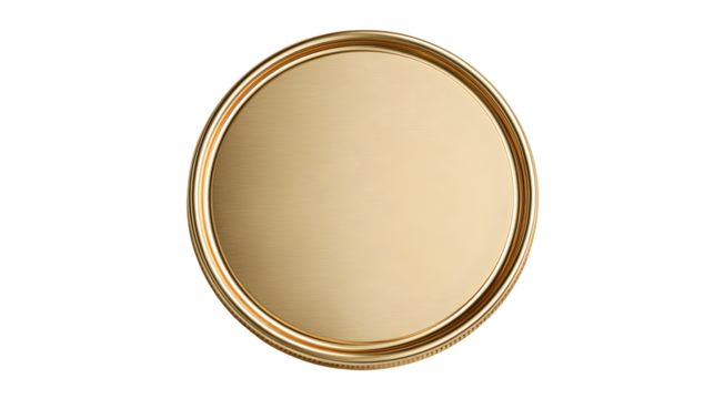 Golden blank coin or medallion mockup, isolated on white