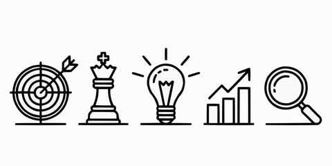 Fototapeta premium Modern business strategy icons for goal setting and target achievement