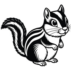 Obraz premium Cartoon skunk isolated on white background in black and white