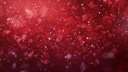 Ruby red gradient with translucent polygonal shards and falling snow image