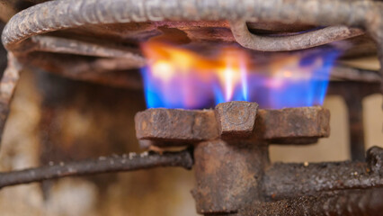 burning gas stove