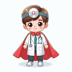 vector image of little doctor