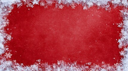 Bold red background with intricate white snowflake border snowflakes