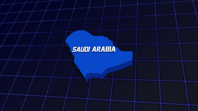 Saudi Arabia Map Animation. 3D Map of Saudi Arabia with Animated Text, Suitable for Patriotic Programs, Corporate Intros, Tourism, Presentations