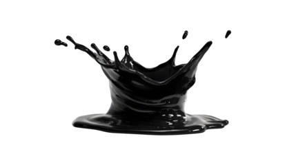 hd realistic black paint or oil splash dropping isolated on white