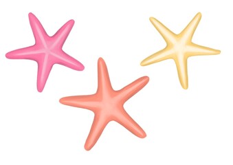 Set of starfish clip art isolated on white background 
