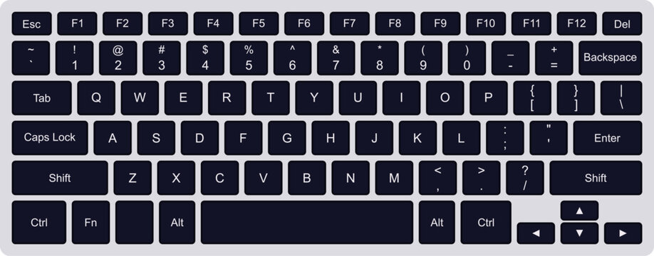 QWERTY Computer Keyboard Layout &ndash; Full Key Range for Digital Education, UI Kits & Troubleshooting Guides (Transparent PNG)
