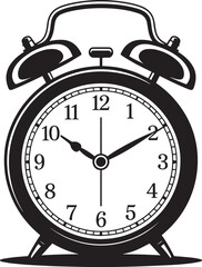 Alarm Clock Timepiece Wake-Up Call Morning Reminder Analog Clock Black and White Icon Symbol