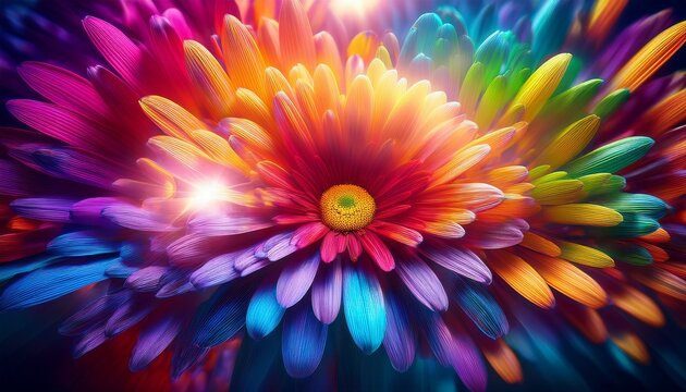 vibrant multicolored floral design with radiant rays