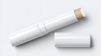 Creamy concealer stick makeup isolated on white background with skincare concept.