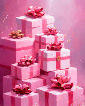 Pink Drawing Christmas Illustration
