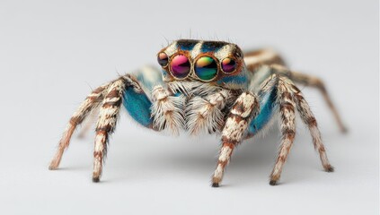 Close-up of a colorful jumping spider