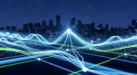 Abstract data flow in urban network at night