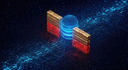 Abstract 3 d firewall protection concept technology illustration