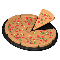 Pizza 3D Illustration