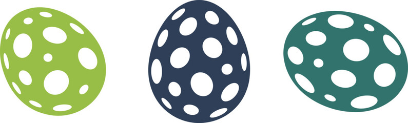 Green polka dot egg, blue spotted Easter egg, teal decorative oval, abstract vector design, cad drawing flat vector illustration, festive art.eps