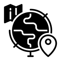 Globe icon, glyph icon style