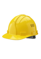 Fototapeta premium Bright yellow hard hat safety helmet for construction workers isolated on transparent background