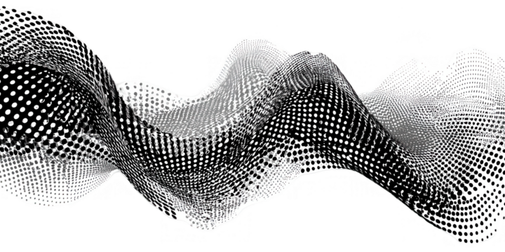 Abstract wavy form of black and white dots