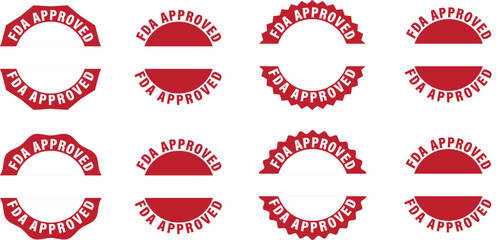 Red Color FDA Approved Vector Various Stamp – Certification Seal