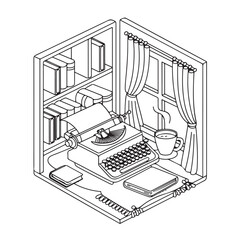 sketch of a typewriter 