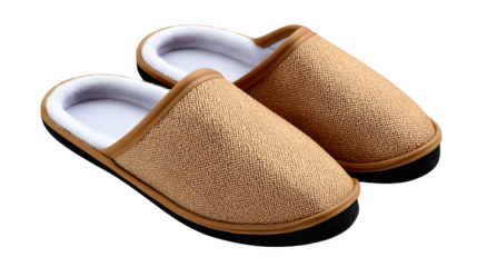 Home slippers positioned at 45? angle with shadow detail, white background,