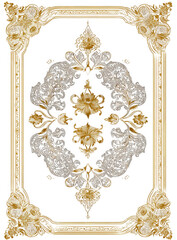 Obraz premium Ornate, framed decorative panel with detailed floral motifs