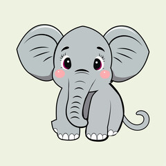 Cute Cartoon Elephant Sitting