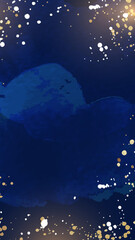 Fototapeta premium Abstract dark blue background with white and gold dots resembling a night sky effect design