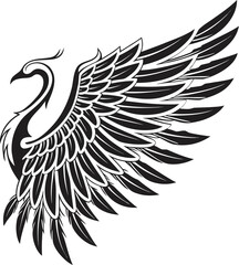 Eagle tattoo vector with wings black and white bird silhouette design