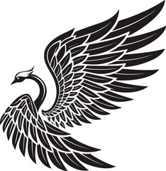Fototapeta premium Eagle tattoo vector with wings black and white bird silhouette design