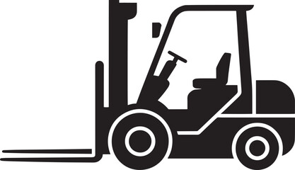 Forklift Silhouette Icon for Industrial Logistics and Warehouse Operations with Driver Seat