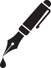 Fountain Pen Icon Symbolizing Writing, Literature, and Creative Expression for Artistic Use
